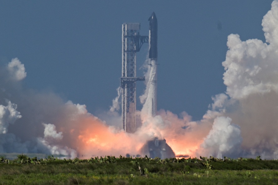 Lançamento do foguete Starship, da SpaceX em 12o teste na Starbase, Texas, Estados Unidos. Foto: REUTERS/Steve Nesius