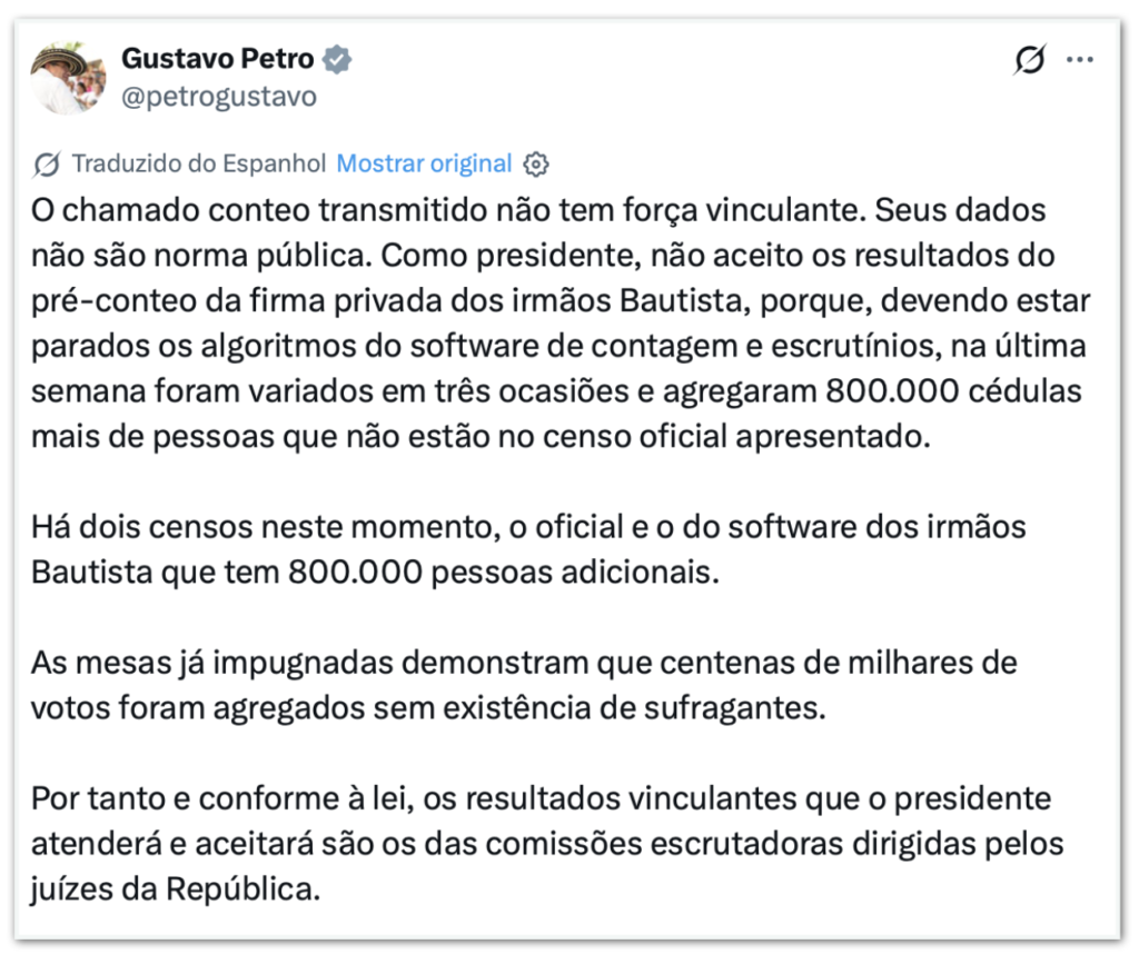 juízes. A declaração foi feita depois de Abelardo de la Espriella , da direita