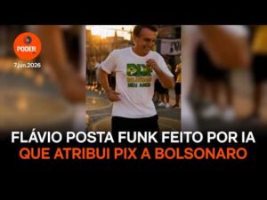 IA (inteligência artificial) com um jingle de campanha em ritmo de funk que diz