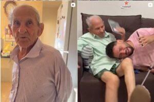 Na imagem com o neto: 'Vovô Tiktoker', Anésio ficou conhecido nas redes sociais como “vovô do Brasil” Imagem: Reprodução/Instagram