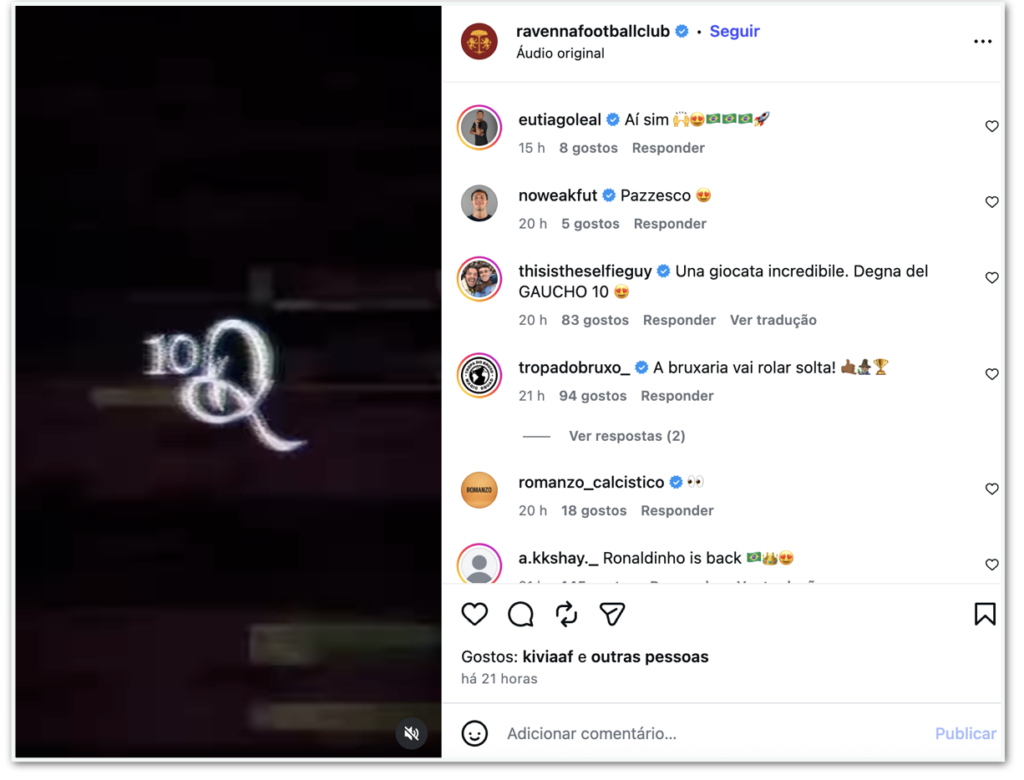 Anúncio de Ronaldinho no Ravenna FC