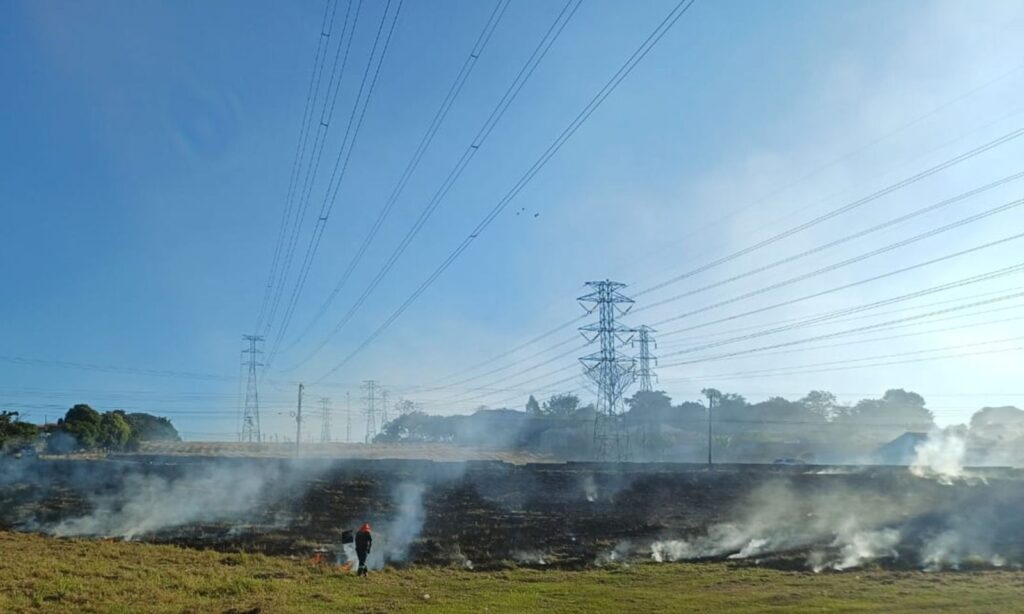 Acidente com balão próximo a uma linha de transmissão • Divulgação/ISA Energia