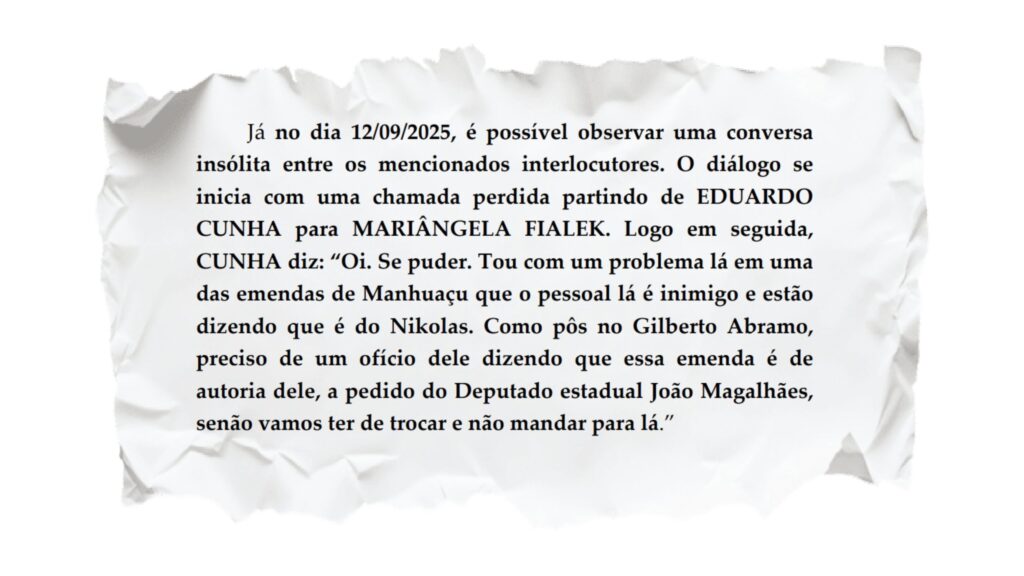 aplicativo de mensagem e via e-mail, para comentar a declaração dada por Cunha e