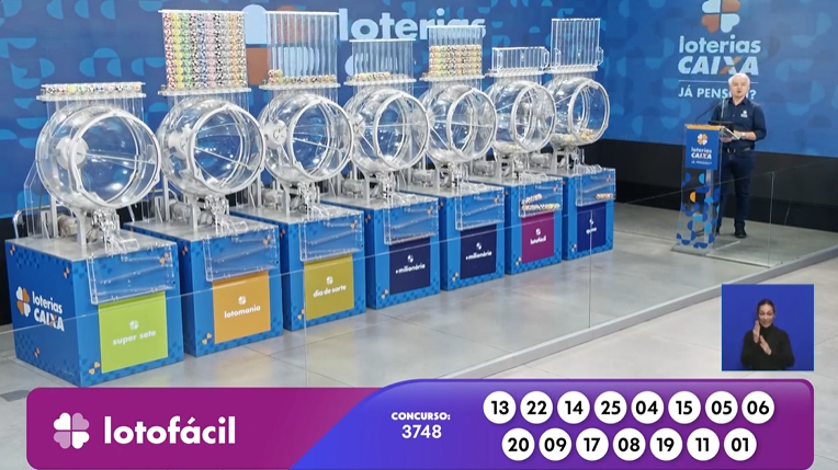 Resultados da Lotofácil: números sorteados no concurso 3748 nesta quarta-feira