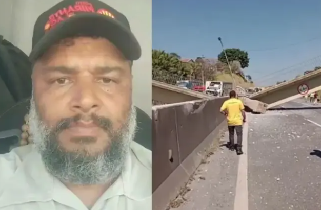 Caminhoneiro relata livramento após desabamento de passarela na Fernão Dias em SP