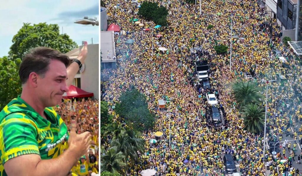 Flavio-Bolsonaro-se-emociona-durante-ato-com-apoiadores-na-Praia-de-Camburi