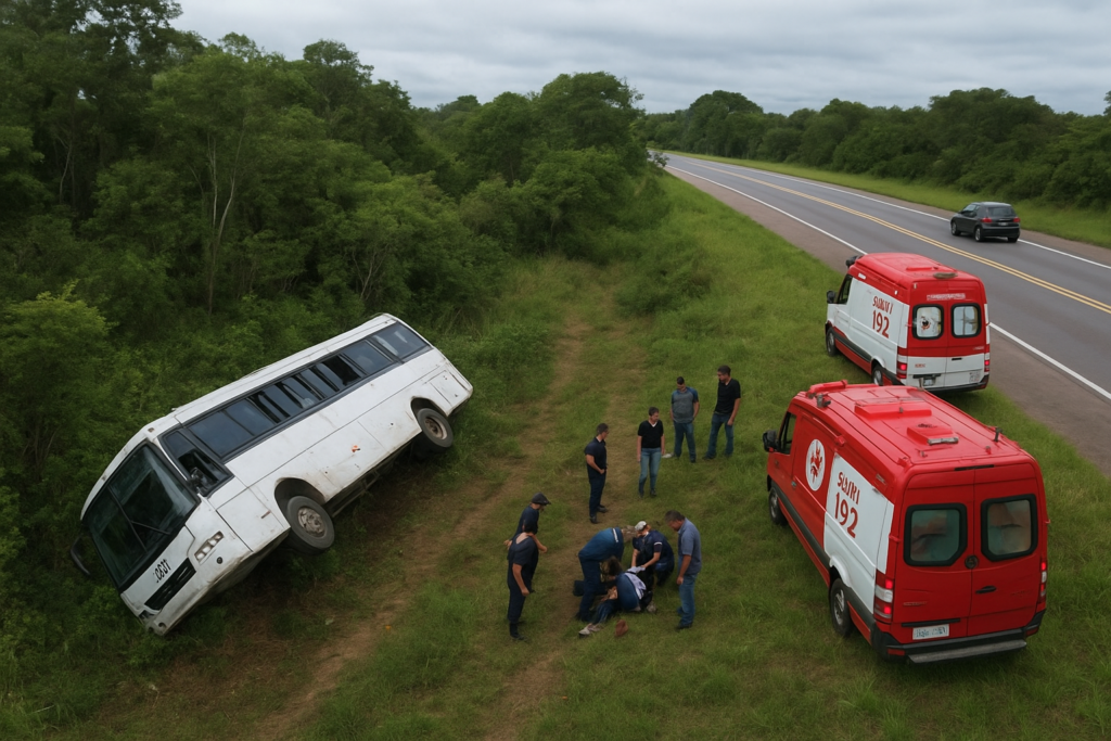 Acidente com ônibus em Aracruz deixa feridos; motorista pode ter passado mal
