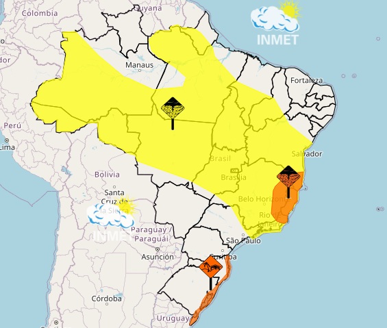 Espírito Santo em alerta para tempestades neste sábado (17)