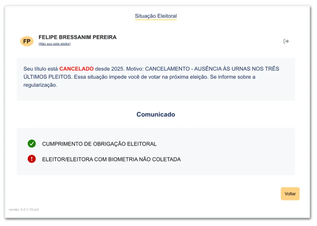 Felca perde título de eleitor e ficará de fora do 2º turno das eleições de 2026