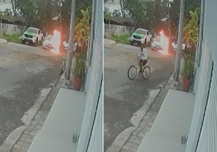 Homem ateia fogo em carro estacionado e foge em Linhares, no Espírito Santo