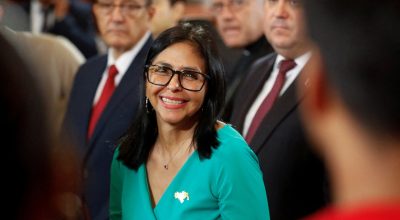 Vice-presidente Delcy Rodríguez participa da cerimônia de posse como presidente interina da Ven...