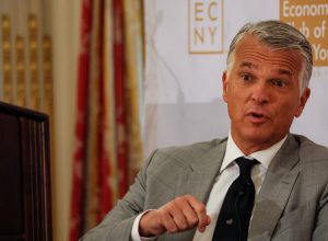 O CEO do UBS, Sergio Ermotti, discursa no Economic Club de Nova York, na cidade de Nova York, EUA...