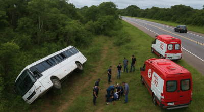 Acidente com ônibus em Aracruz deixa feridos; motorista pode ter passado mal