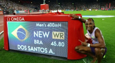Alison dos Santos crava 45s80 em Zurique e estabelece novo recorde mundial nos 400m com barreiras