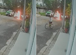 Homem ateia fogo em carro estacionado e foge em Linhares, no Espírito Santo