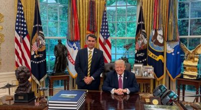 candidato à presidência foi a Washington Foto: Reprodução/Instagram @flaviobolsonaro