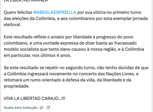 liberdade e progresso do povo colombiano, e uma vontade expressa de dizer basta