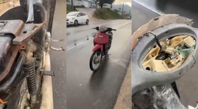 Veículo foi flagrado na rodovia SC-370 • Divulgação/PMRv