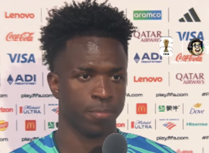 Vinícius Jr. falou a jornalistas após a estreia do Brasil na Copa do Mundo