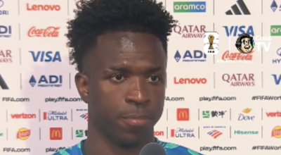 Vinícius Jr. falou a jornalistas após a estreia do Brasil na Copa do Mundo
