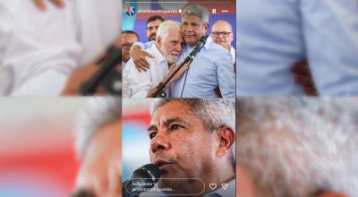 Na imagem, Jerônimo e Wagner abraçados durante evento na Bahia