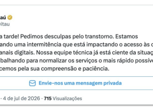volta das 17h, clientes começaram a relatar problemas para entrar no aplicativo