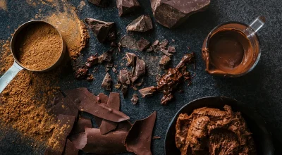 Imagem colorida mostra vários tipos de chocolate espalhados pela mesa - Metrópoles