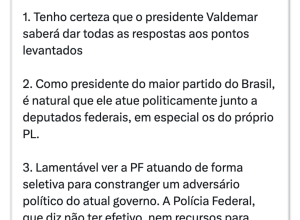 Valdemar. Flávio afirmou que a Polícia Federal atua de forma seletiva para press