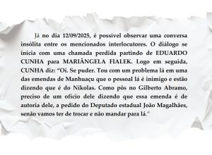 aplicativo de mensagem e via e-mail, para comentar a declaração dada por Cunha e