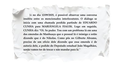 aplicativo de mensagem e via e-mail, para comentar a declaração dada por Cunha e