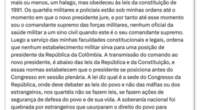 tanto, exercendo minha autoridade constitucional e legal, determino que nenhuma
