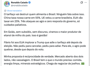 Caiado fala sobre tarifaço