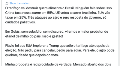 Caiado fala sobre tarifaço