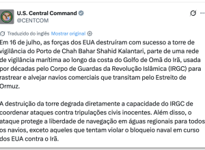 EUA atacam e destroem torre de vigilância do Irã em Chabahar
