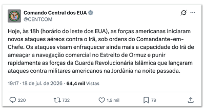 EUA intensificam ataques aéreos contra forças iranianas após mortes de militares na Jordânia