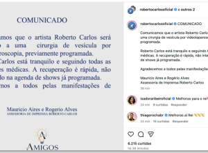 Roberto Carlos é internado para cirurgia na vesícula e tranquiliza fãs